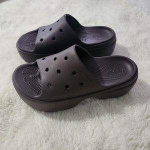 Crocs Stomp Platform Slide Sandal Size 9 Dark Purple Retro Y2K